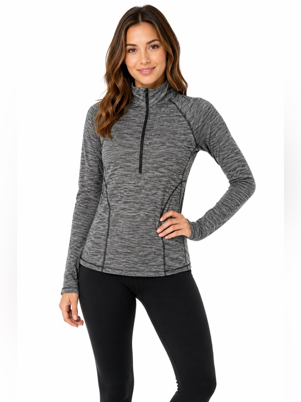 Champion Gray Heather Quarter Zip Pullover Women’s Large Athletic Athleisure